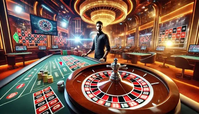Dealer profesional memandu permainan Live Casino dengan kualitas streaming HD di benteng777